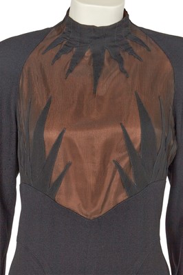 Lot 407 - A Thierry Mugler black crêpe and chiffon cocktail dress, circa 1990
