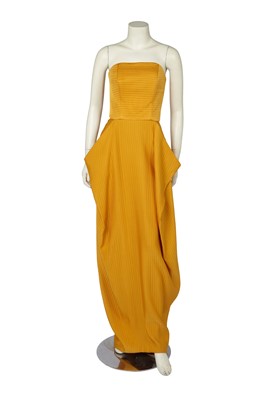 Lot 461 - A Gnyuki Torimaru (Yuki) yellow ribbed satin dress, late 1980s