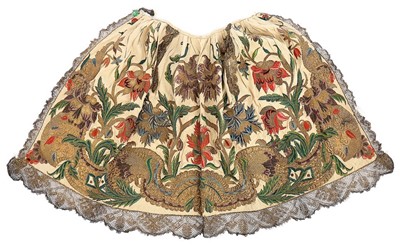 Lot 108 - A fine embroidered decorative apron panel,...