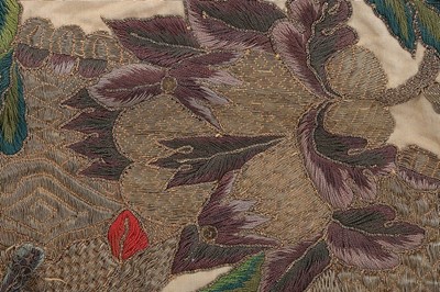 Lot 108 - A fine embroidered decorative apron panel,...