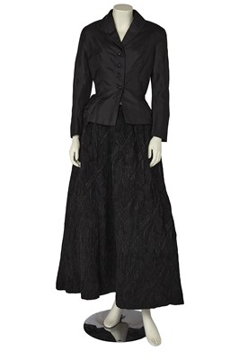 Lot 646 - A Christian Dior New York black silk faille jacket, late 1950s