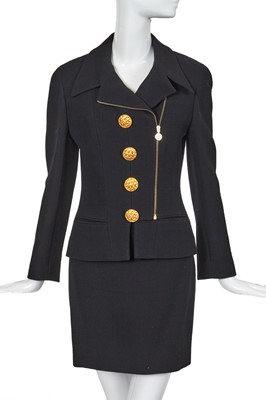Lot 41 - A Chanel by Karl Lagerfeld black wool suit, Autumn-Winter 1992-93