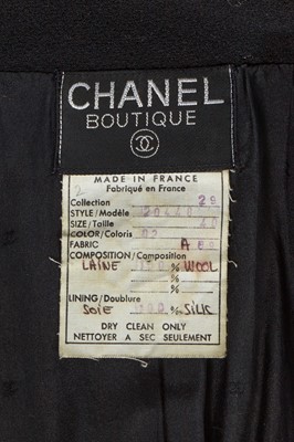 Lot 41 - A Chanel by Karl Lagerfeld black wool suit, Autumn-Winter 1992-93