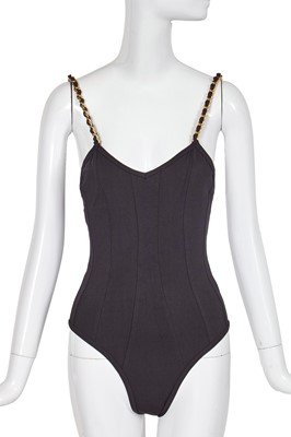 Lot 32 - A Chanel by Karl Lagerfeld black nylon swimsuit/body, Spring-Summer 1990