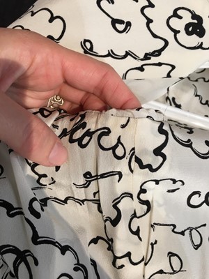Lot 39 - A Chanel by Karl Lagerfeld printed silk and black wool ensemble, Spring-Summer 1993