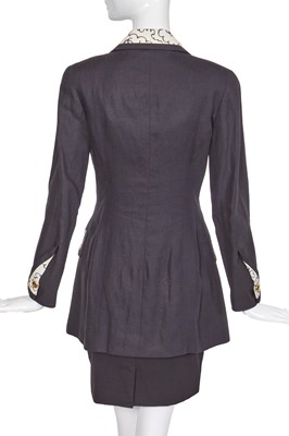 Lot 39 - A Chanel by Karl Lagerfeld printed silk and black wool ensemble, Spring-Summer 1993