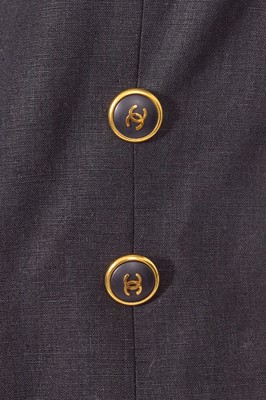 Lot 39 - A Chanel by Karl Lagerfeld printed silk and black wool ensemble, Spring-Summer 1993