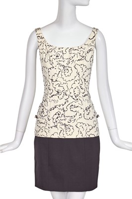 Lot 39 - A Chanel by Karl Lagerfeld printed silk and black wool ensemble, Spring-Summer 1993