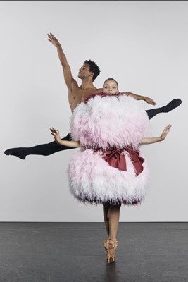 Lot 90 - A Michael Halpern pink and red feather dress, Spring-Summer 2022