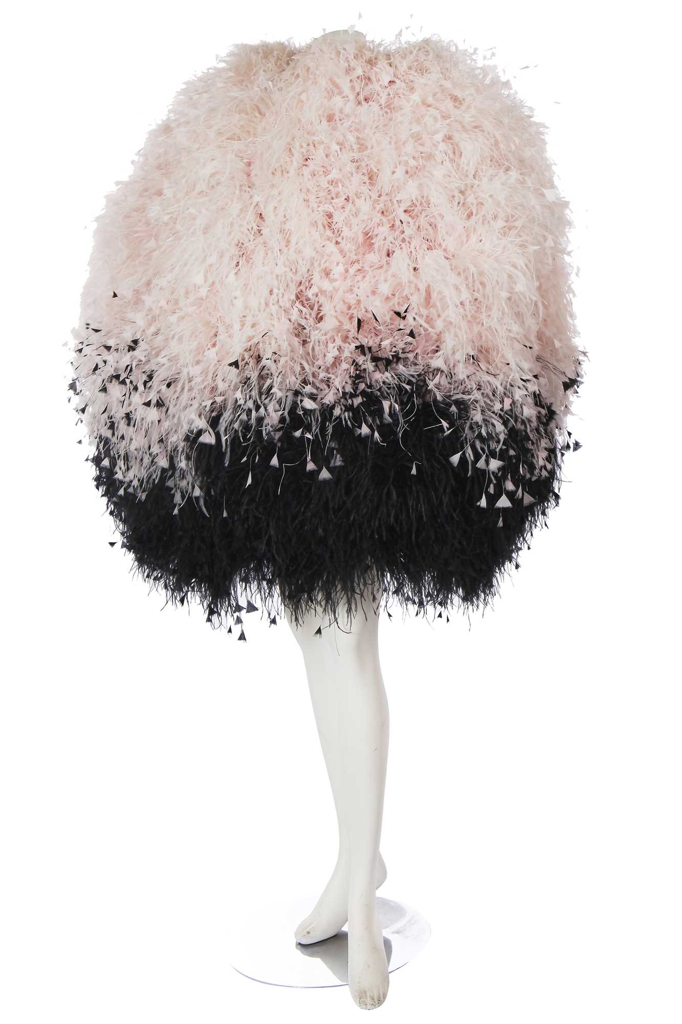 Lot 86 - A Michael Halpern black and pink feathered 'orb' dress, Spring-Summer 2021
