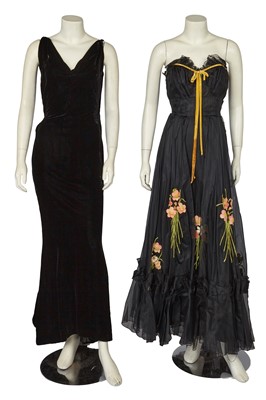 Lot 663 - A Ceil Chapman black organdie ball gown, late 1940s
