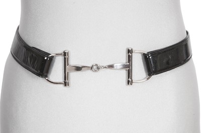 Lot 323 - A Gucci by Tom Ford black patent leather horsebit belt, Autumn-Winter 1995-96