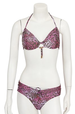 Lot 241 - A Christian Dior by John Galliano purple metallic cheetah print nylon bikini, circa 2004