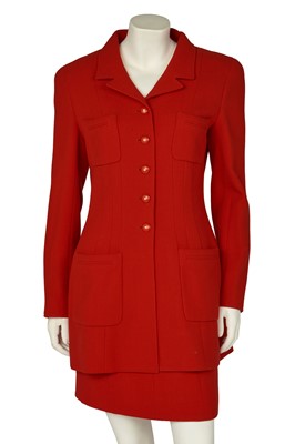 Lot 31 - A Chanel by Karl Lagerfeld cherry wool suit, Autumn-Winter 1995-96