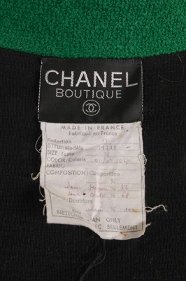Lot 53 - A Chanel by Karl Lagerfeld green wool bouclé coat, late 1980s