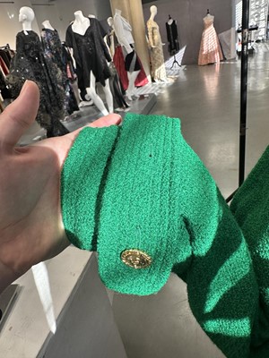 Lot 53 - A Chanel by Karl Lagerfeld green wool bouclé coat, late 1980s