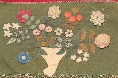 Lot 146 - A good wool patchworked coverlet, English,...