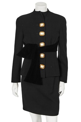 Lot 347 - A Valentino Garavani black wool and velvet cocktail ensemble, circa 1990