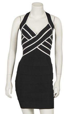 Lot 209 - An Hervé Léger black and white jersey bandage dress, late 1990s
