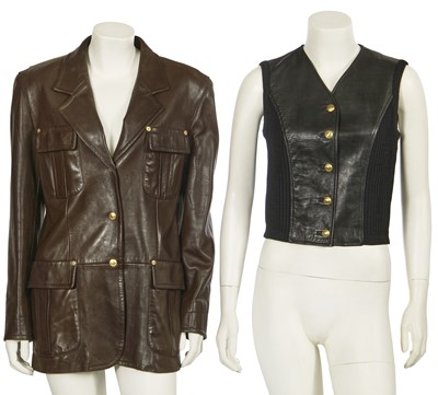 Lot 319 - A Gucci brown jacket and waistcoat, early 1990s