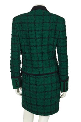 Lot 300 - A Gianni Versace green and black bouclé suit, Autumn-Winter 1993-94
