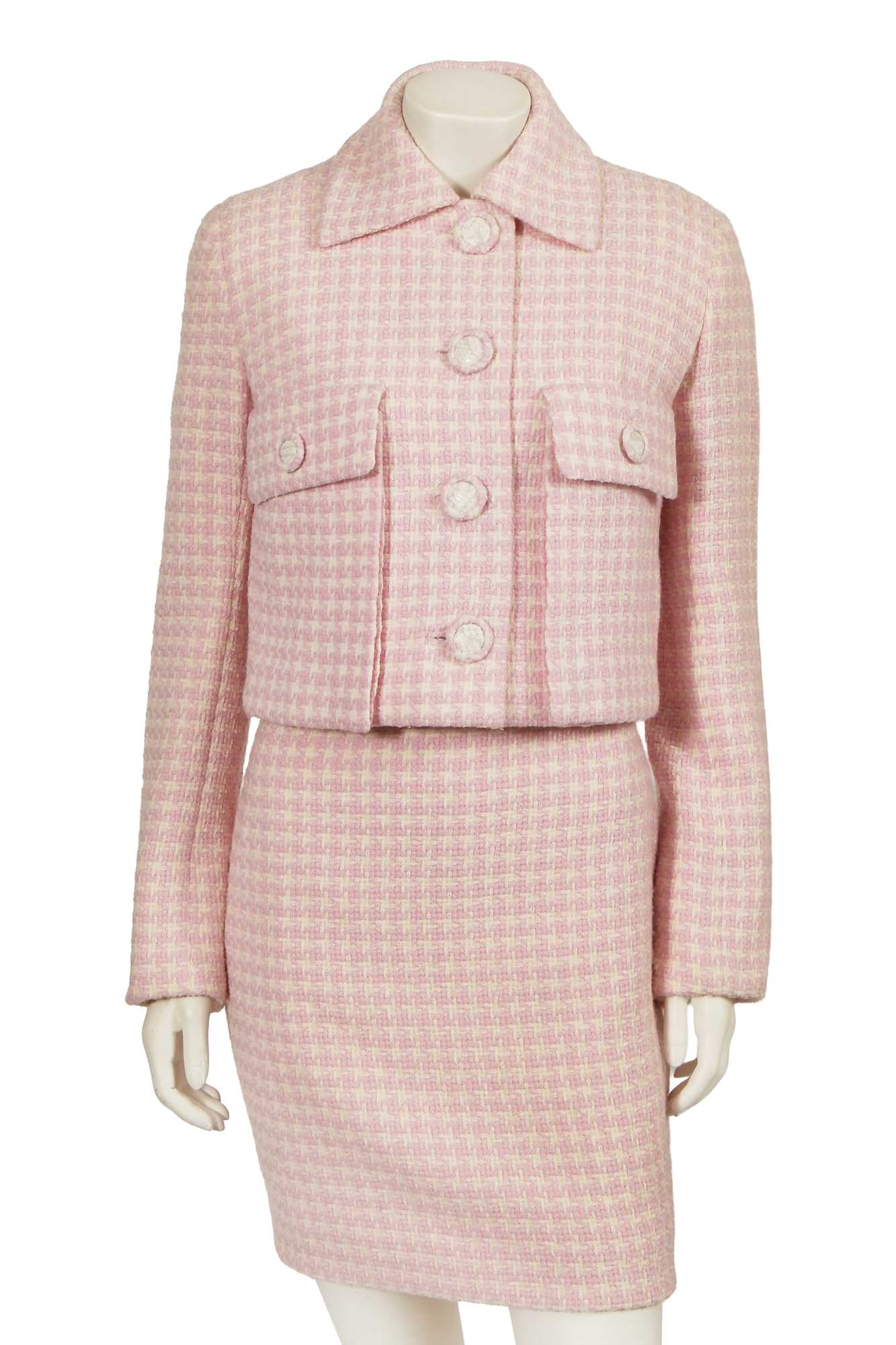 Lot 302 - A Gianni Versace haute couture pink tweed suit, circa 1994