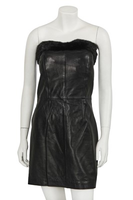 Lot 309 - A Gianni Versace leather and mink fur mini dress, Autumn-Winter 1997-98