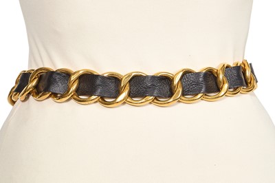 Lot 40 - A Chanel by Karl Lagerfeld leather and gilt chain belt, Spring-Summer 1993