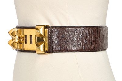Lot 55 - An Hermès brown ostrich Collier de Chien 50 belt, 1988