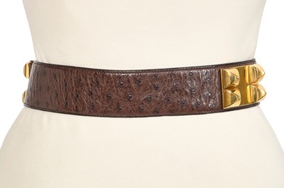 Lot 55 - An Hermès brown ostrich Collier de Chien 50 belt, 1988