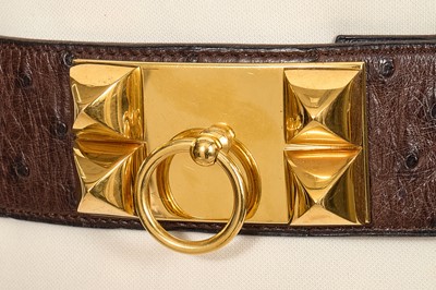 Lot 55 - An Hermès brown ostrich Collier de Chien 50 belt, 1988