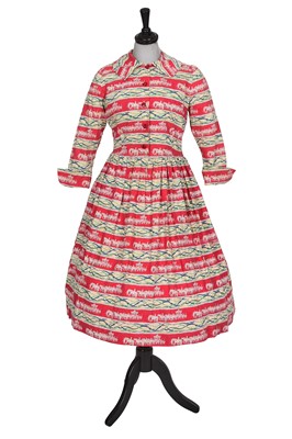Lot 653 - A novelty coronation-print cotton shirt dress, 1953