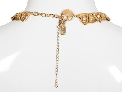 Lot 79 - An Yves Saint Laurent gilt and rhinestone necklace and earrings, late 1970s-80s