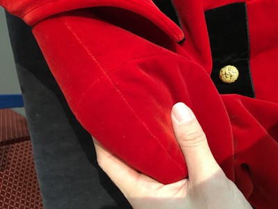 Lot 46 - A Chanel by Karl Lagerfeld red velvet jacket, Autumn-Winter 1990-91