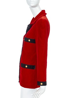 Lot 46 - A Chanel by Karl Lagerfeld red velvet jacket, Autumn-Winter 1990-91