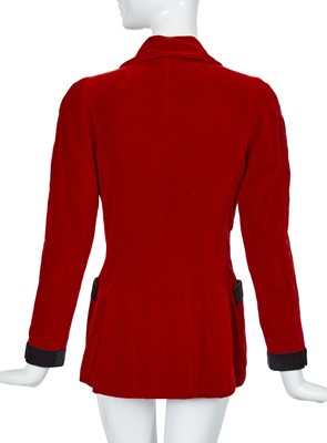 Lot 46 - A Chanel by Karl Lagerfeld red velvet jacket, Autumn-Winter 1990-91