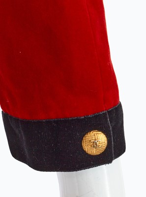 Lot 46 - A Chanel by Karl Lagerfeld red velvet jacket, Autumn-Winter 1990-91
