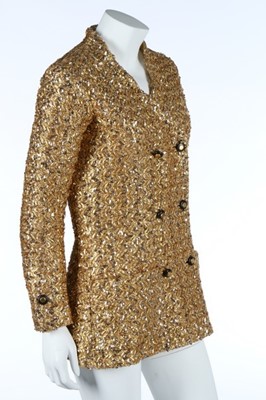 Lot 232 - A Chanel couture gold lurex-weave jacket, 1969,...