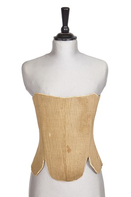 Lot 529 - A pair of brown linen strapless stitched stays, American, circa 1790