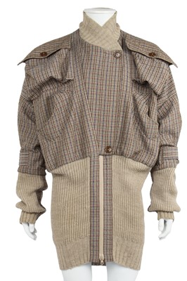Lot 173 - A Vivienne Westwood men's 'Clint Eastwood' checked taupe bomber jacket, circa 2000