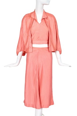 Lot 490 - A Lucien Lelong beach/summer ensemble, late 1930s