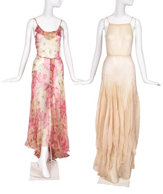 Lot 496 - Two chiffon bias-cut gowns, early 1930s