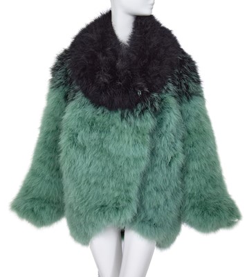 Lot 108 - An Alexandre Vauthier seafoam green and black marabou feather coat, Spring-Summer 2022