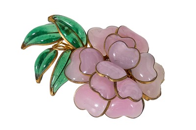 Lot 502 - A Gabrielle Chanel by Gripoix haute couture pate de verre camelia brooch, circa 1958