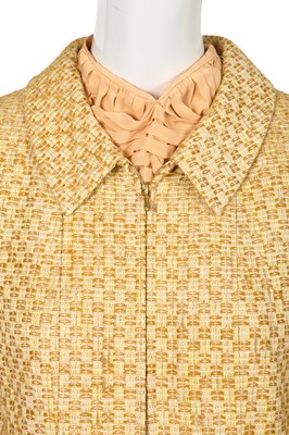 Lot 21 - A Chanel by Karl Lagerfeld peach and brown silk and tweed ensemble, Cruise 2001