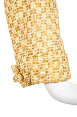 Lot 21 - A Chanel by Karl Lagerfeld peach and brown silk and tweed ensemble, Cruise 2001