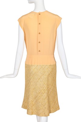 Lot 21 - A Chanel by Karl Lagerfeld peach and brown silk and tweed ensemble, Cruise 2001