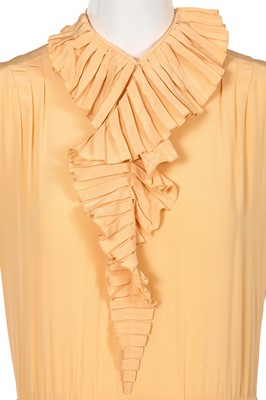 Lot 21 - A Chanel by Karl Lagerfeld peach and brown silk and tweed ensemble, Cruise 2001