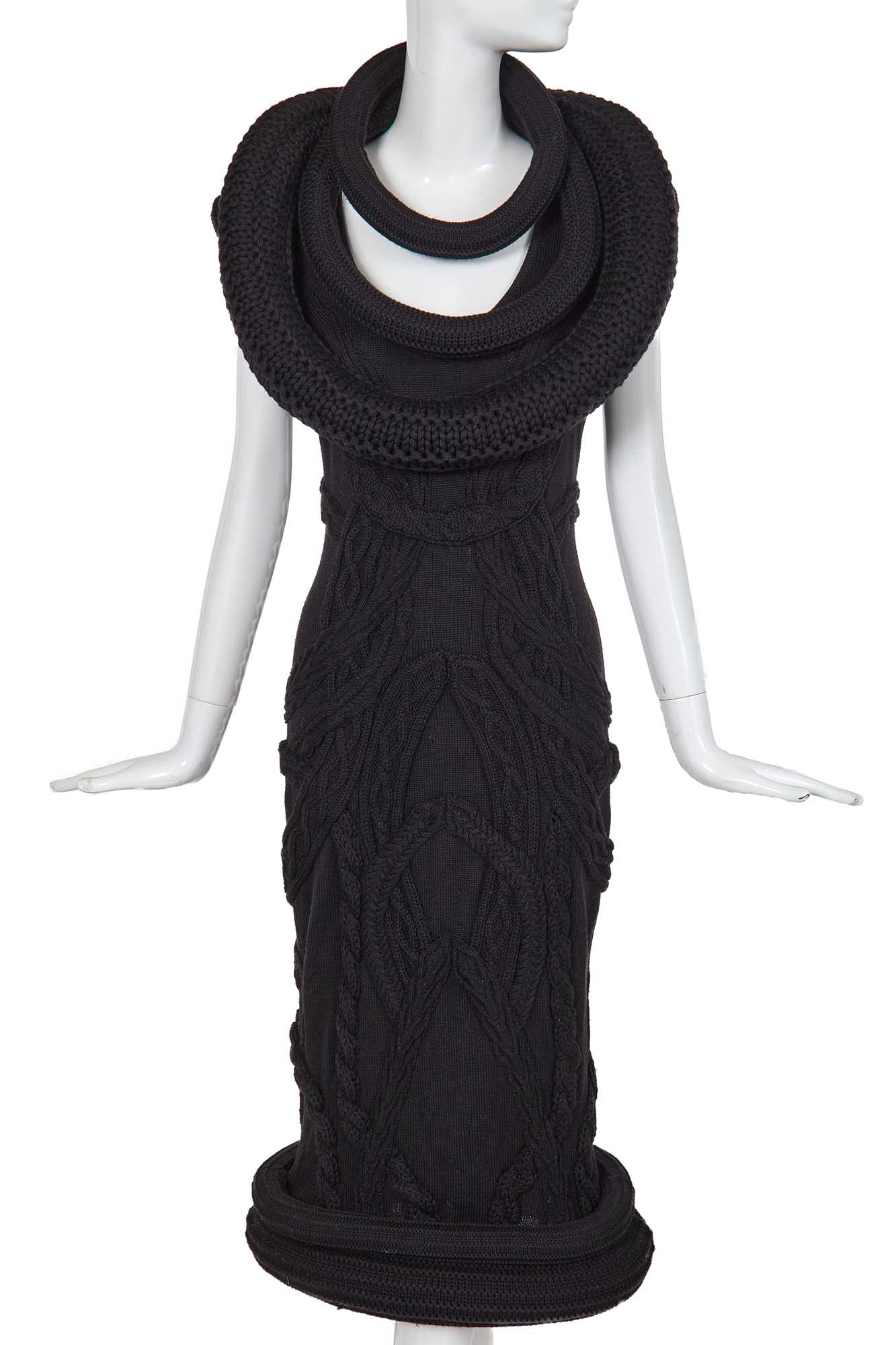 Lot 143 - A rare Alexander McQueen black knitted wool dress, 'The Horn of Plenty' collection, Autumn-Winter 2009-10