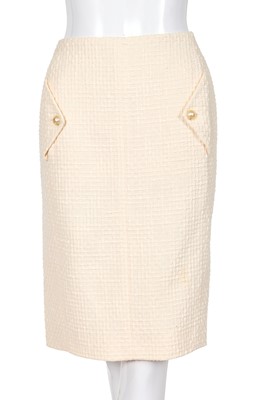 Lot 10 - A Chanel by Karl Lagerfeld white cotton tweed suit, Spring-Summer 2012